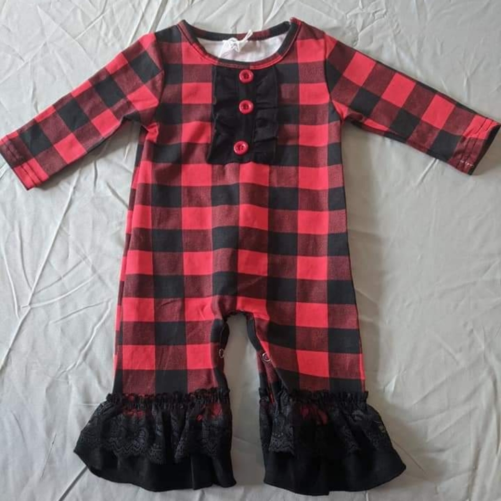 Baby Girl's Buffalo Plaid Romper